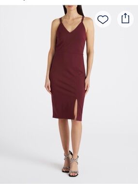 NWOT Nine Britton Jinny Knit Fitted Dress Burgundy Never Worn